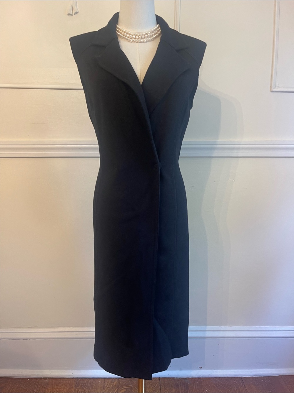 St. John Sleeveless Black Blazer Dress